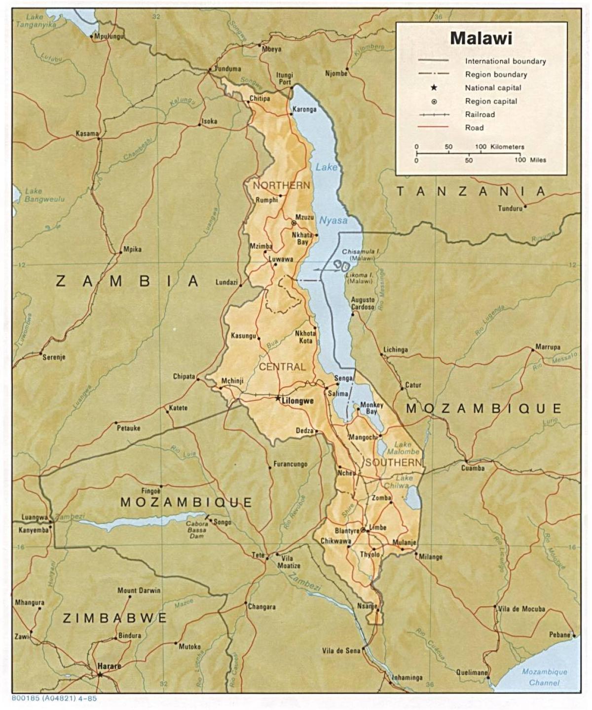 jeziora nyasa na mapie