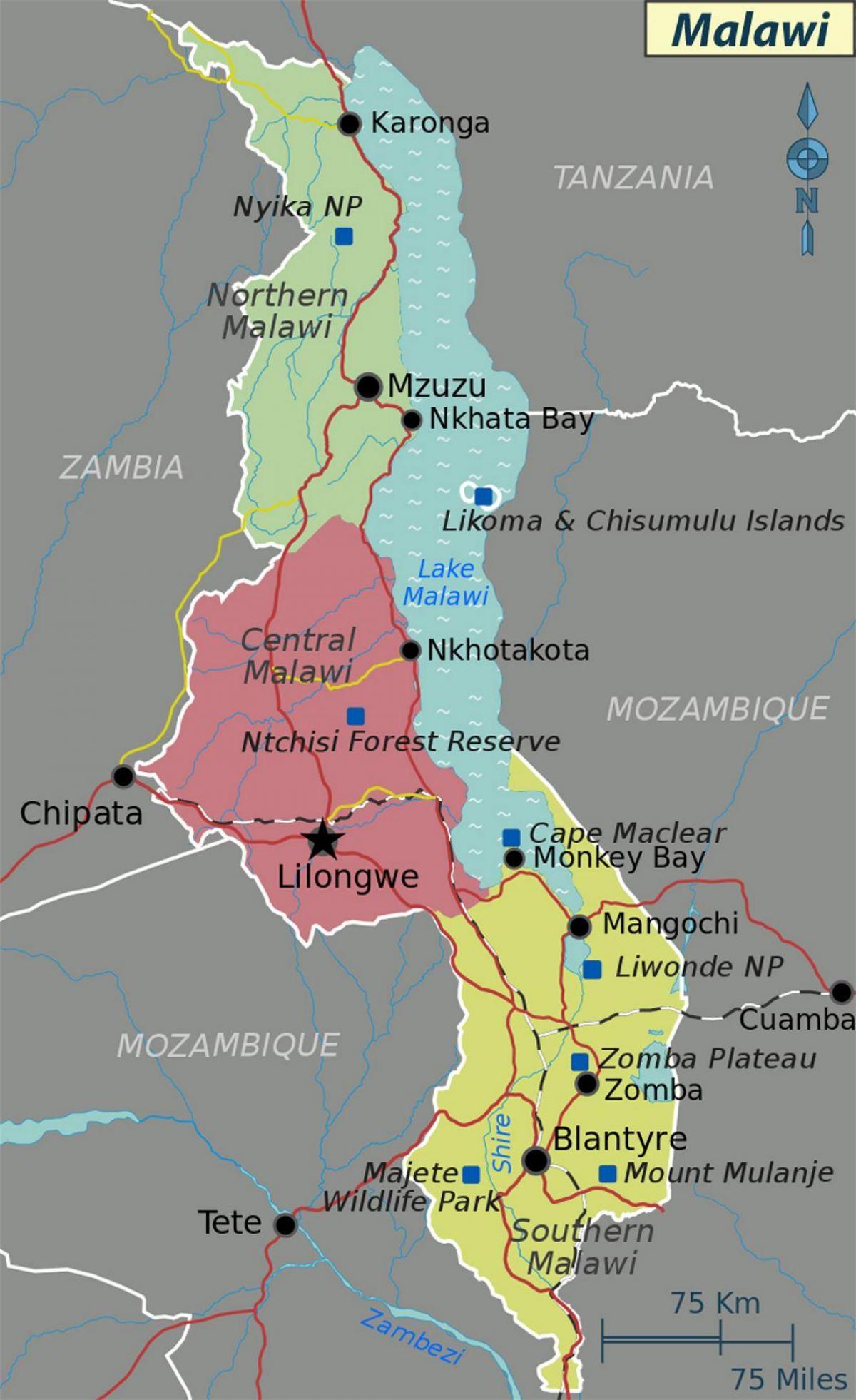 mapa jezioro Malawi w Afryce