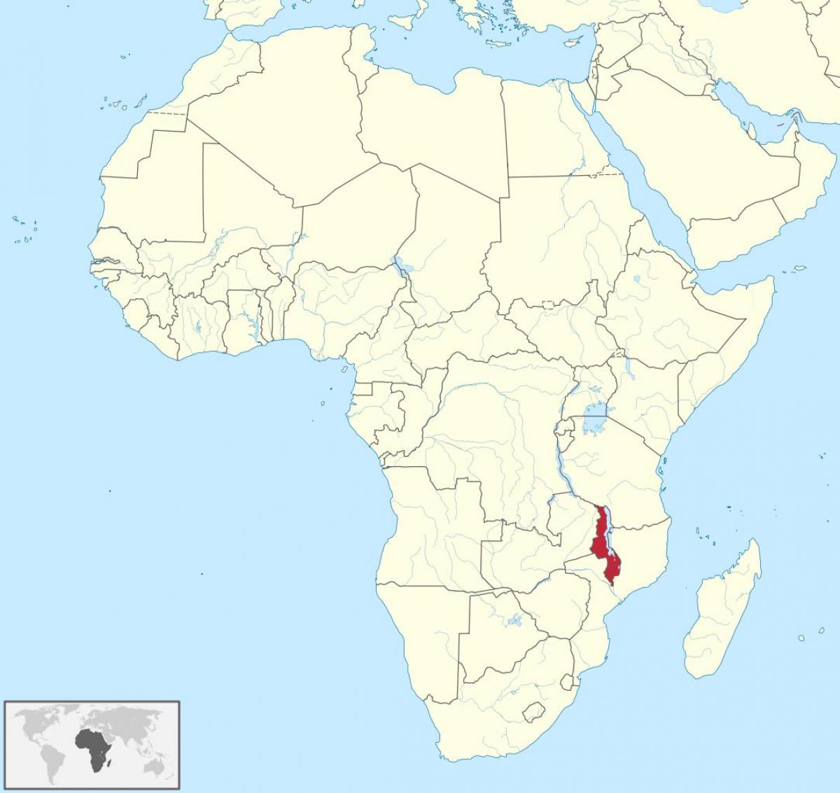 mapa Afryki, pokazując Malawi