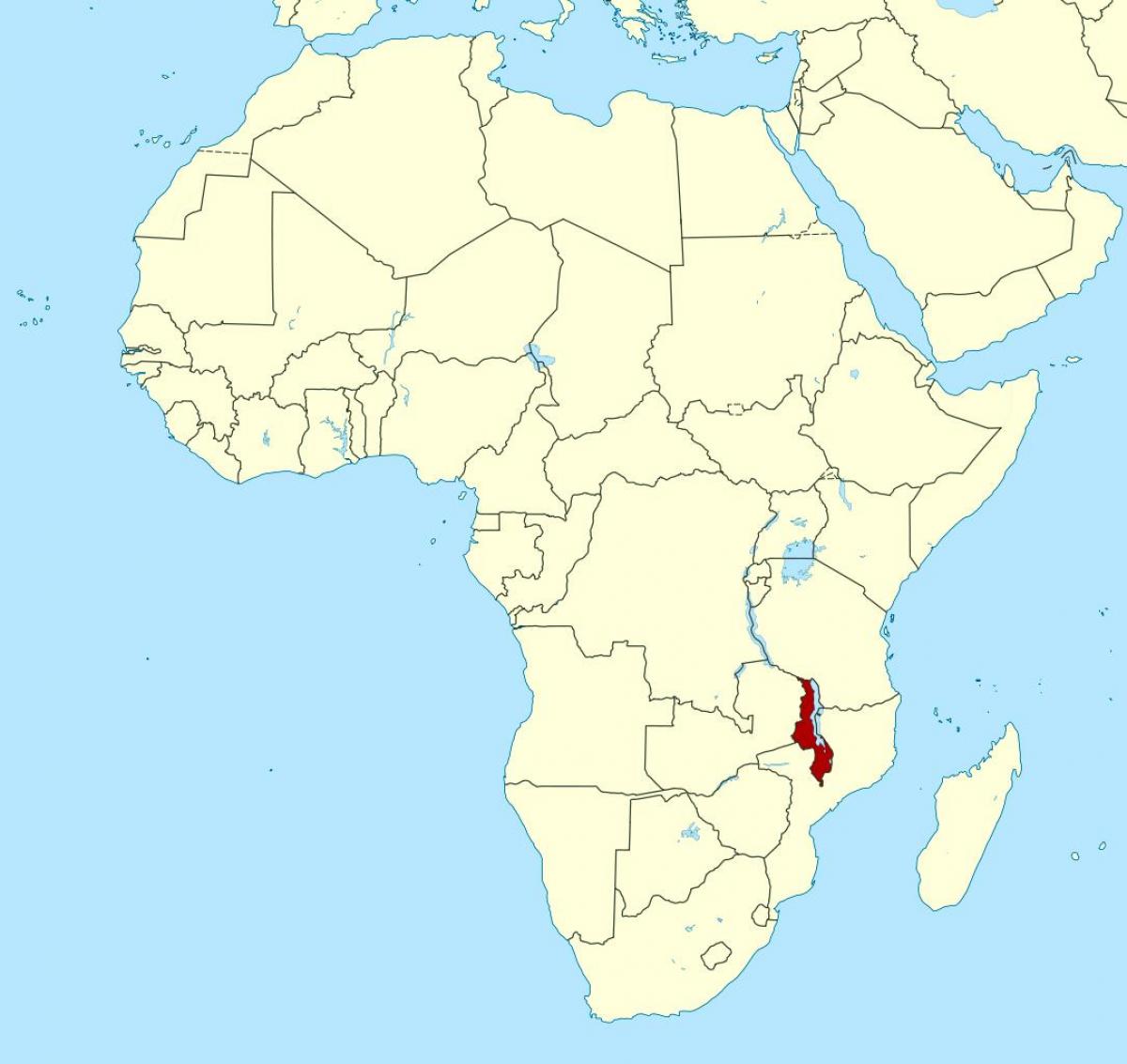 mapa Malawi, lokalizacja na mapie Afryki