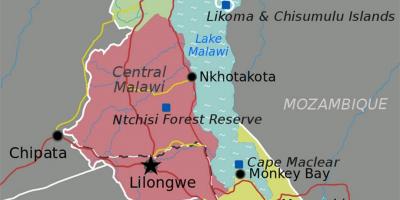 Mapa jezioro Malawi w Afryce