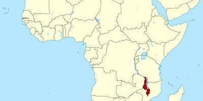 Mapa Malawi, lokalizacja na mapie Afryki