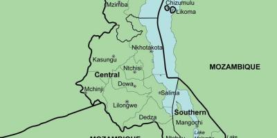 Mapa Malawi pokazuje dzielnic