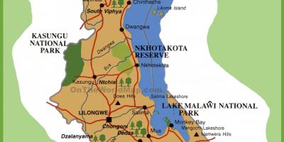 Mapa Malawi i innych krajów