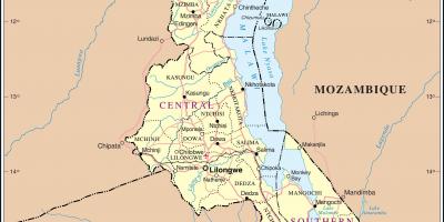 Mapa Malawi z obrazem dróg